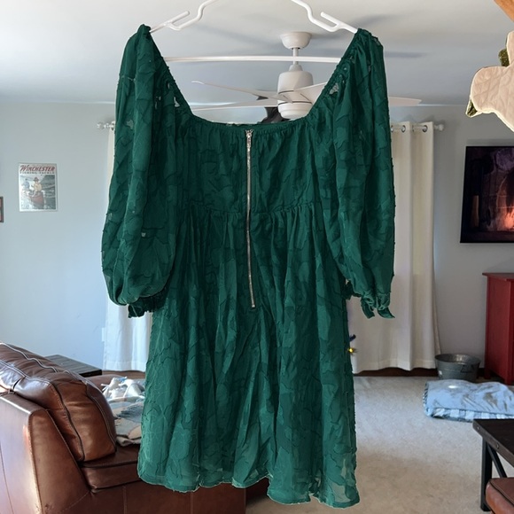 NWT Vestique Emerald Green Floral Embossed Dress Size Medium - Picture 2 of 12